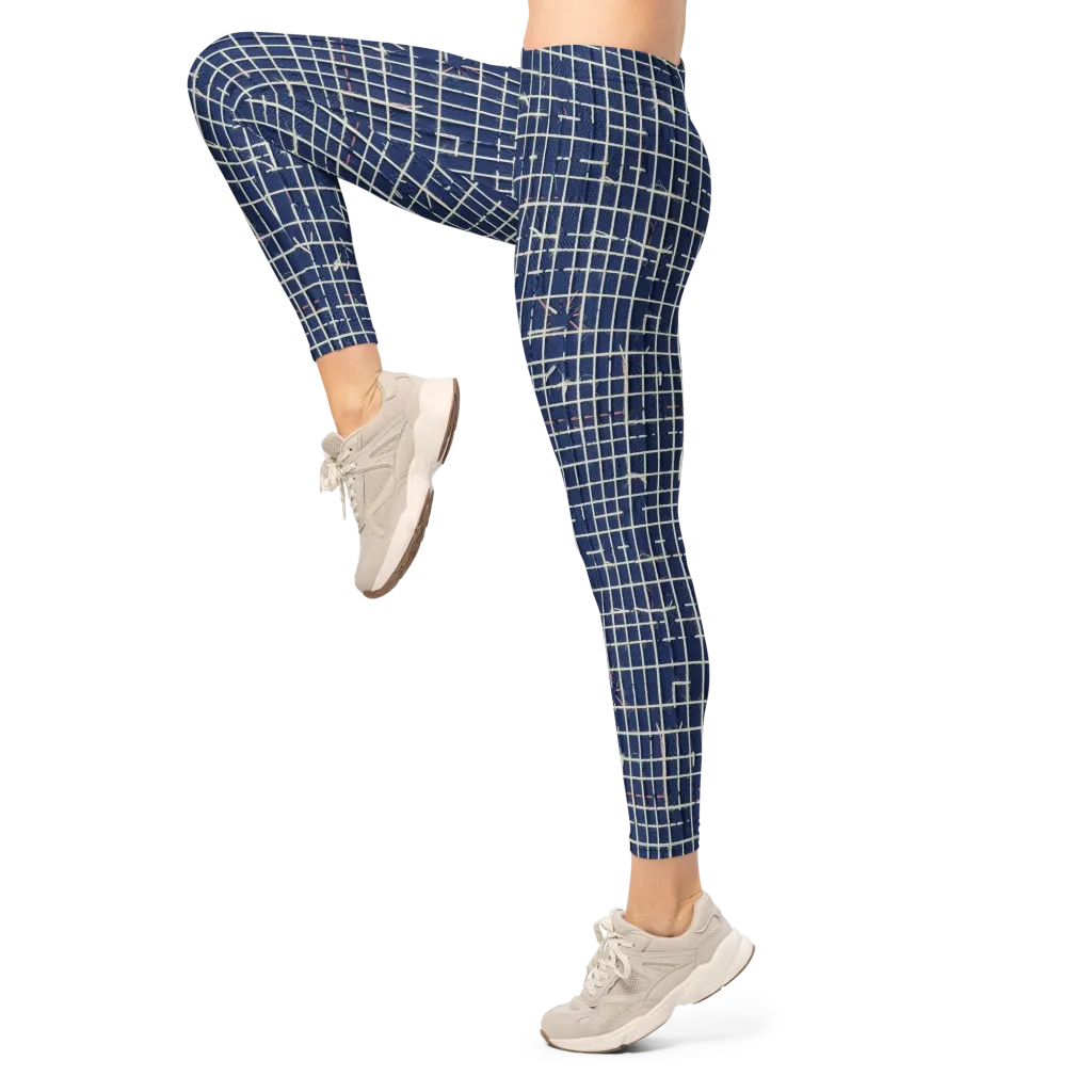 Indigo Threadwork on Leggings — Left
