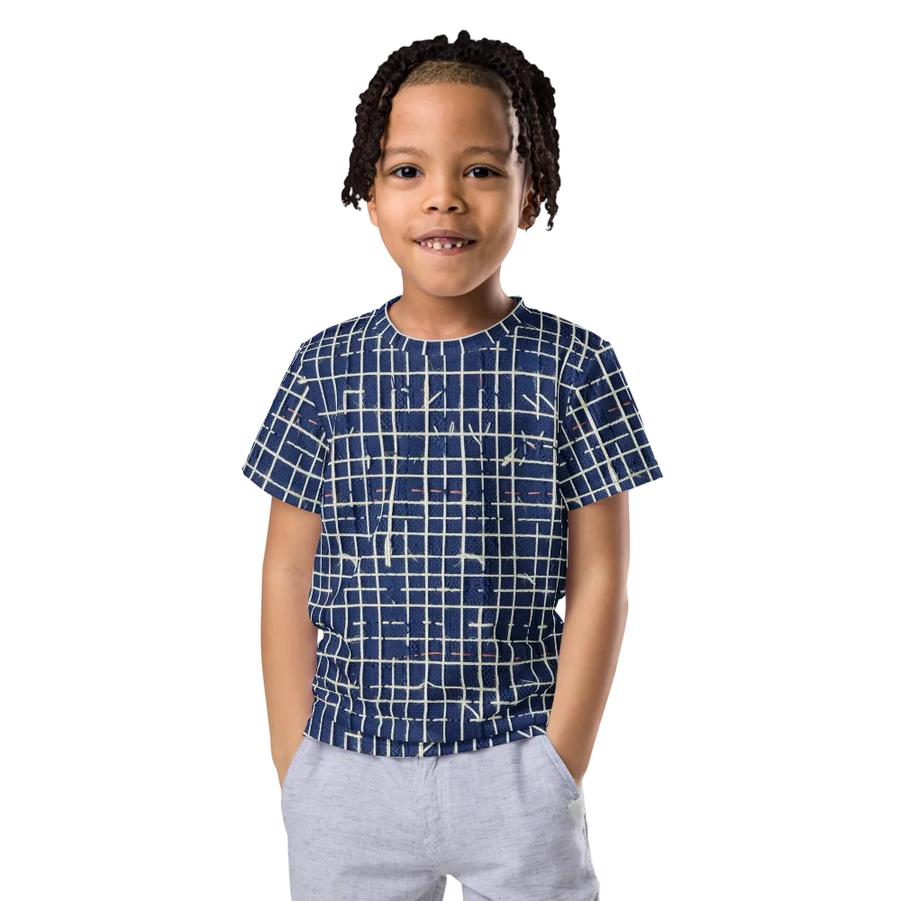 Indigo Threadwork on Kids Crew Neck T-Shirt — Front