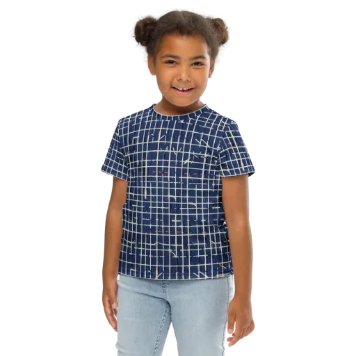 Indigo Threadwork on a Kids Crew Neck T-Shirt