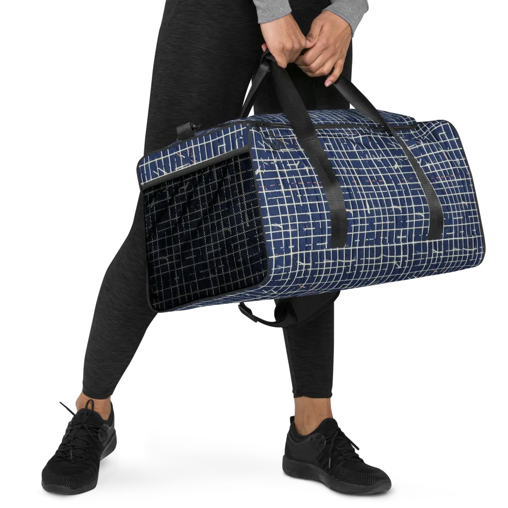 Indigo Threadwork on Duffle Bag — Right Front