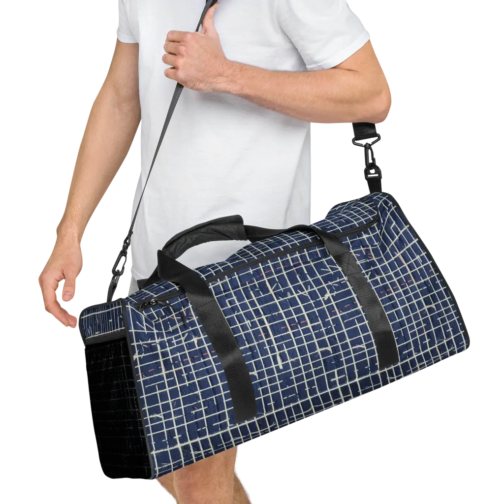 Indigo Threadwork on Duffle Bag — Right Front