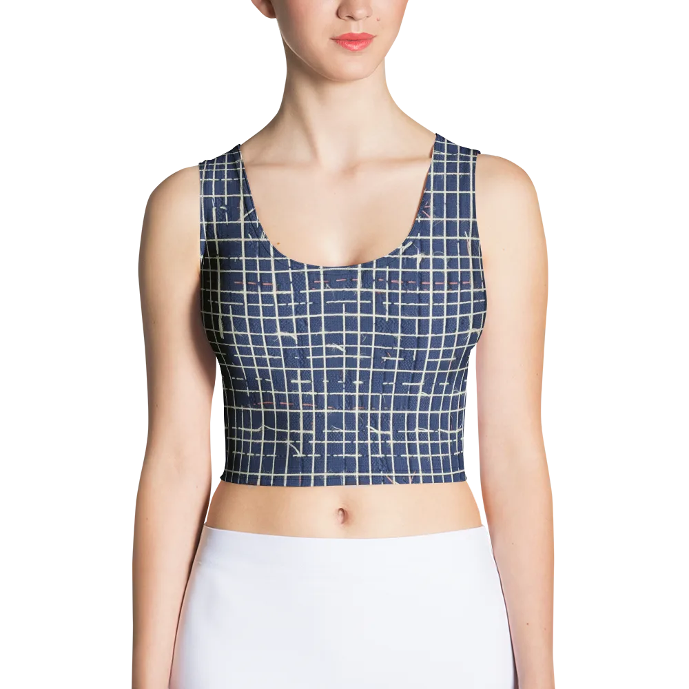Indigo Threadwork on Crop Top — Front