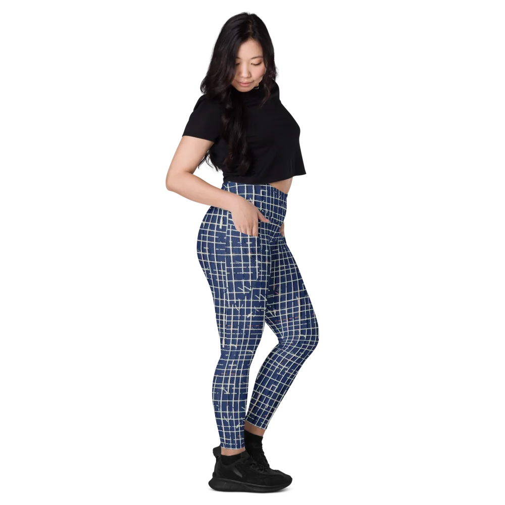Indigo Threadwork on Leggings with Pockets — Right