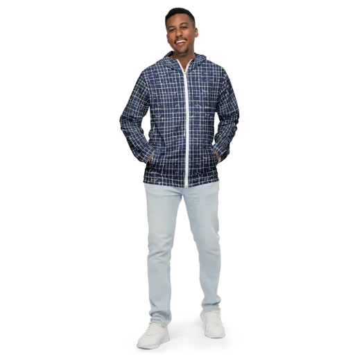 Indigo Threadwork on a Men's Windbreaker