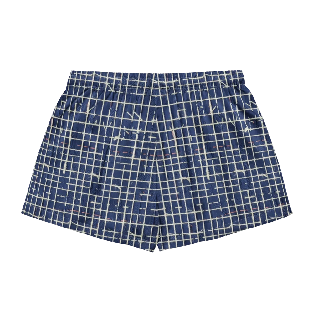 Indigo Threadwork on Women's Pajama Shorts — Back