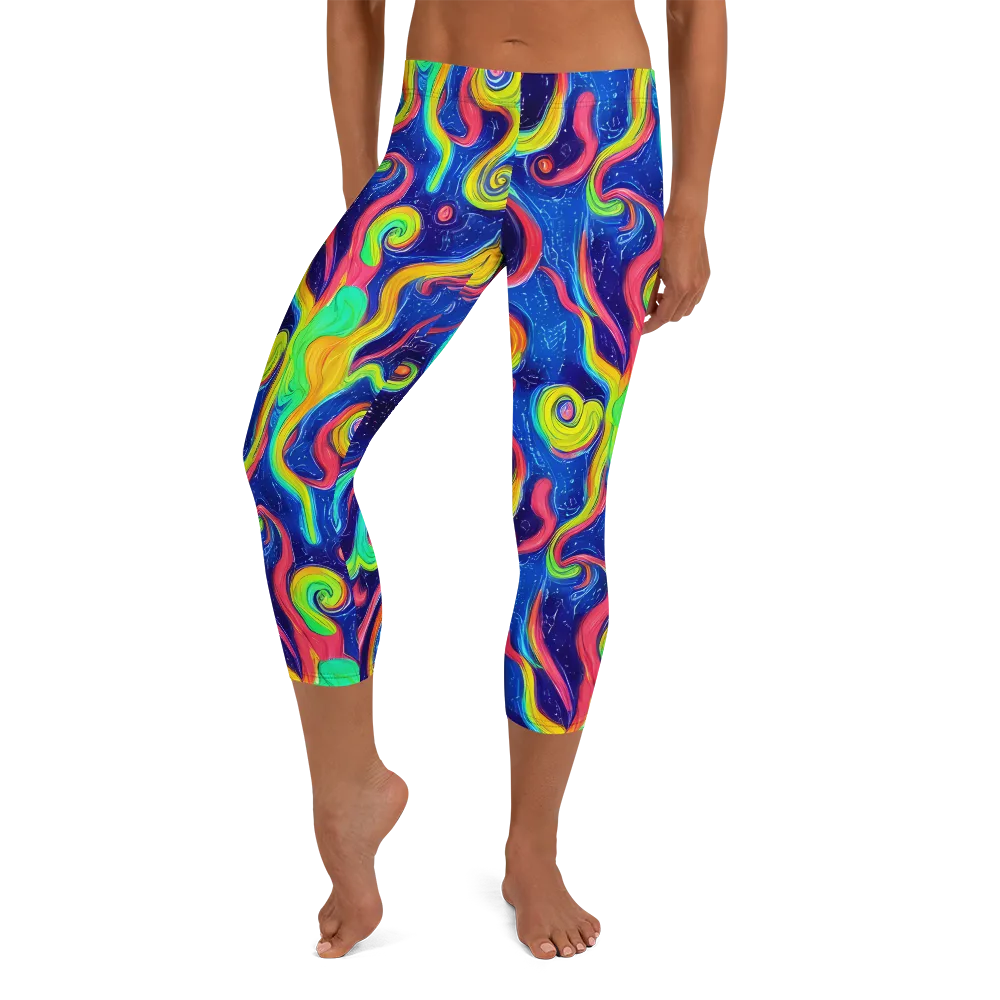 Celestial Ripple on Capri Leggings — Front