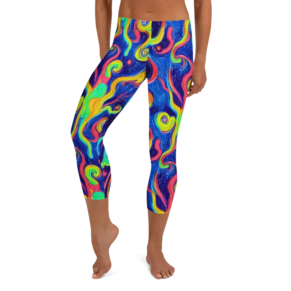 Celestial Ripple on Capri Leggings — Front