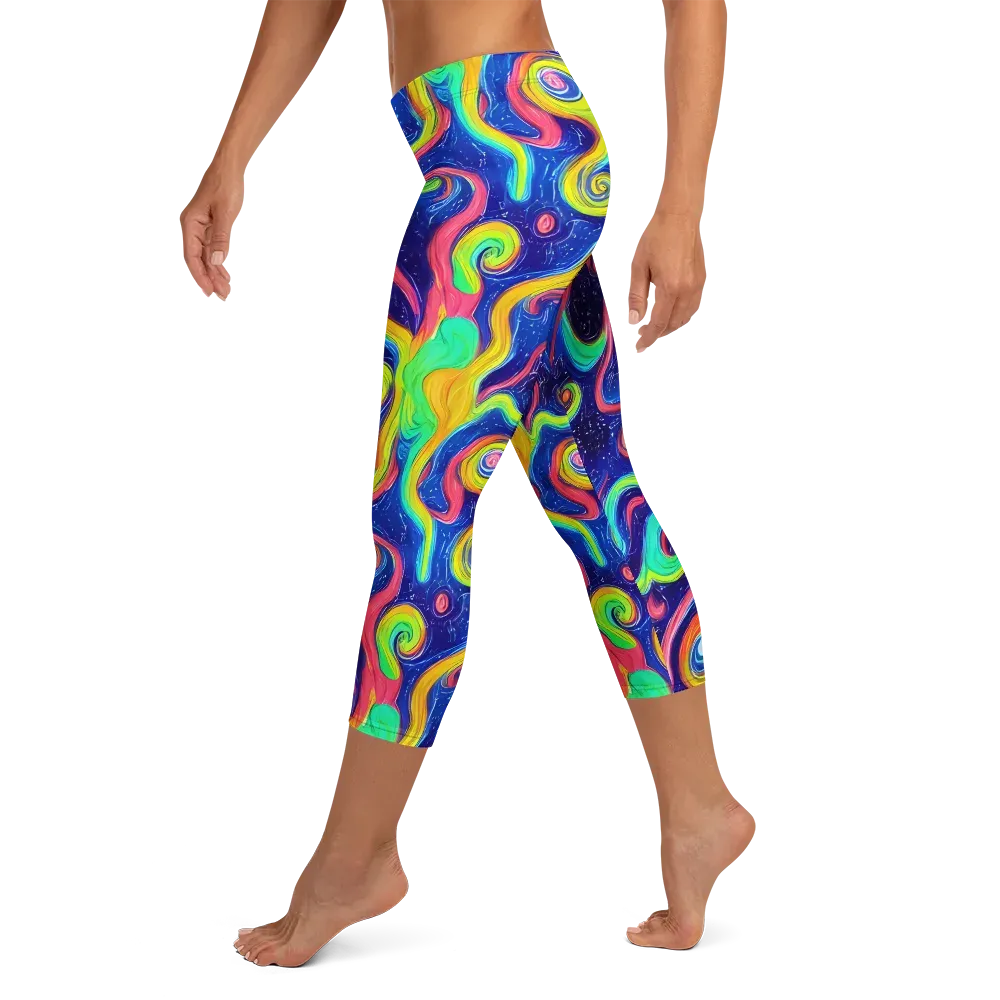 Celestial Ripple on Capri Leggings — Left