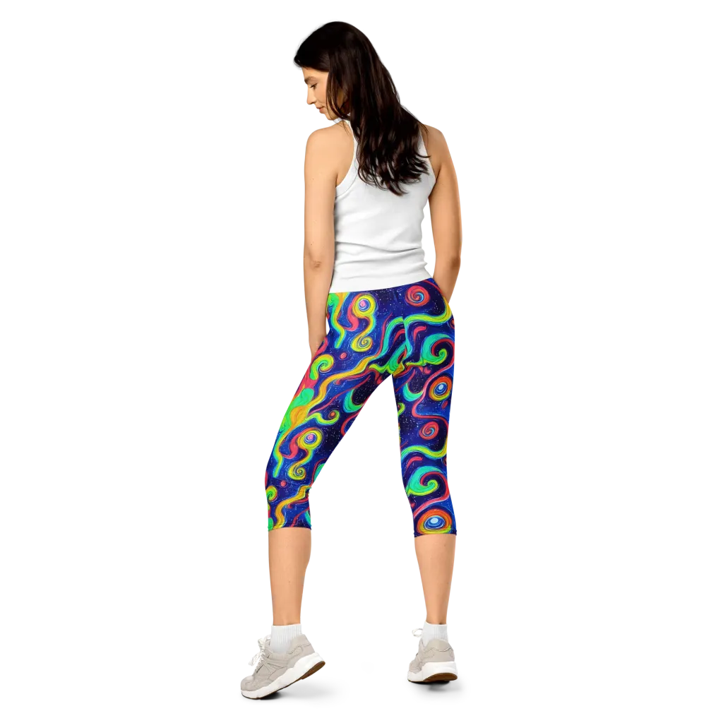 Celestial Ripple on Capri Leggings — Back