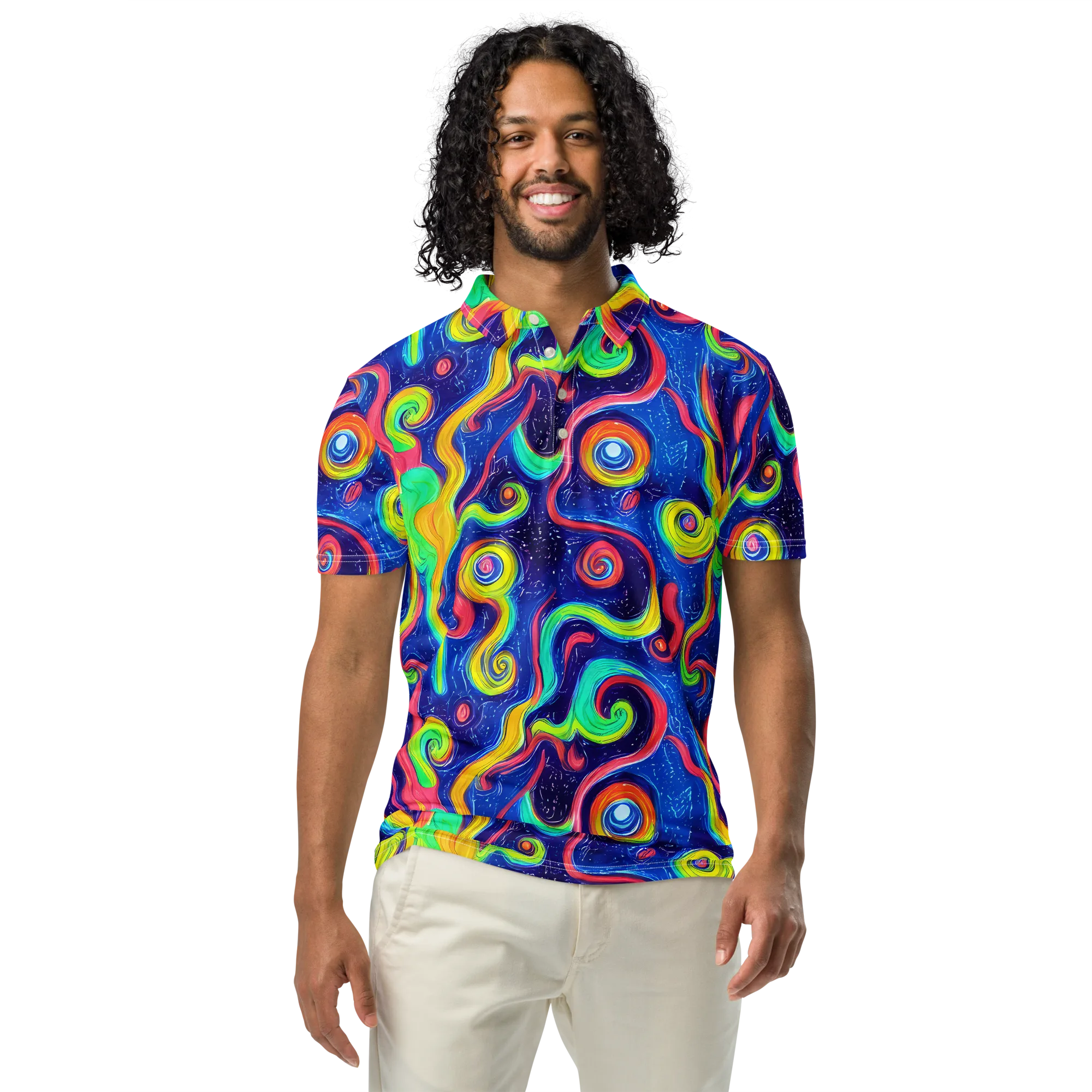 Celestial Ripple on Men's Slim Fit Polo Shirt — Front