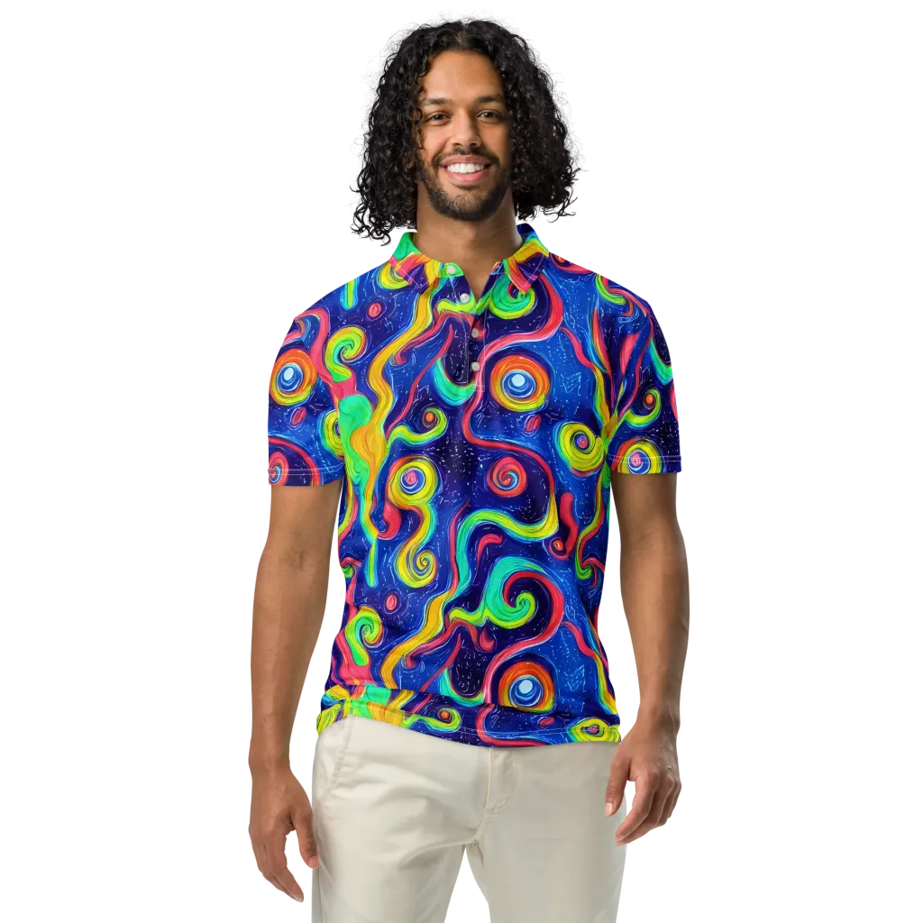 Celestial Ripple on Men's Slim Fit Polo Shirt — Front
