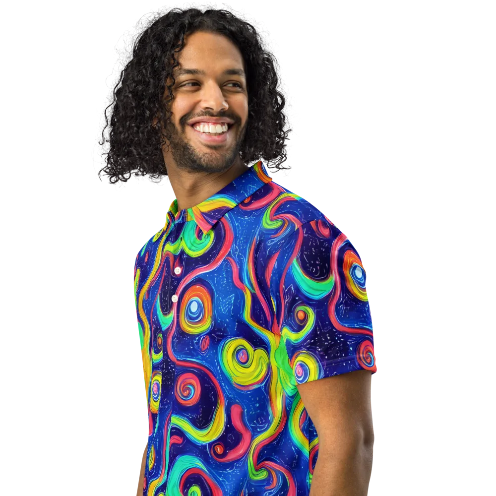Celestial Ripple on Men's Slim Fit Polo Shirt — Left Front