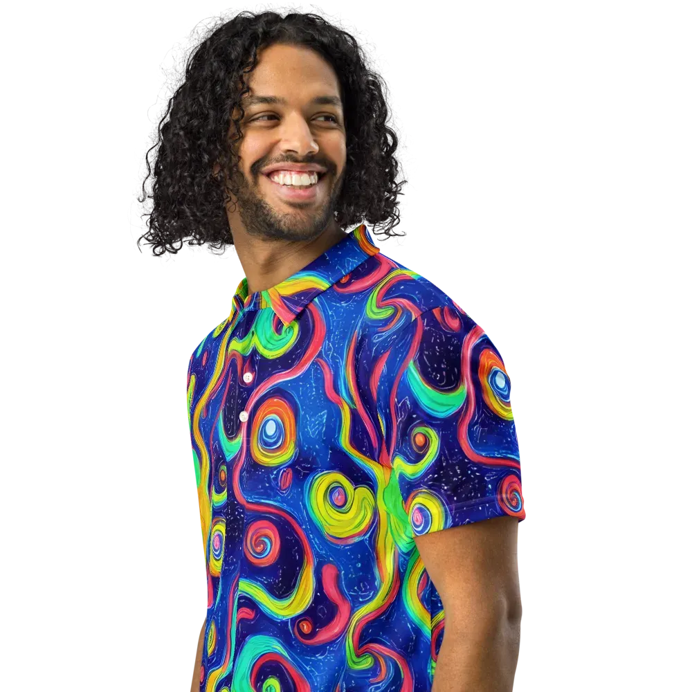 Celestial Ripple on Men's Slim Fit Polo Shirt — Left Front