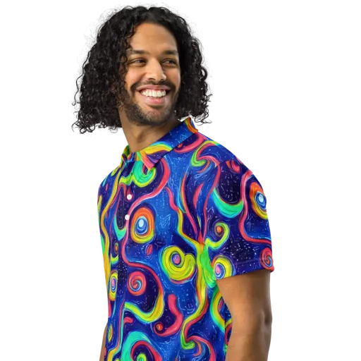 Celestial Ripple on a Men's Slim Fit Polo Shirt