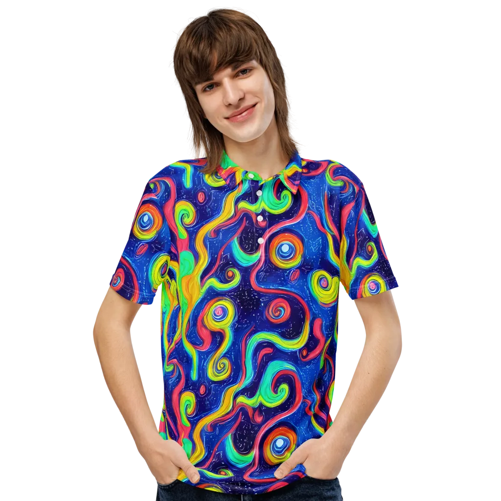 Celestial Ripple on Men's Slim Fit Polo Shirt — Front