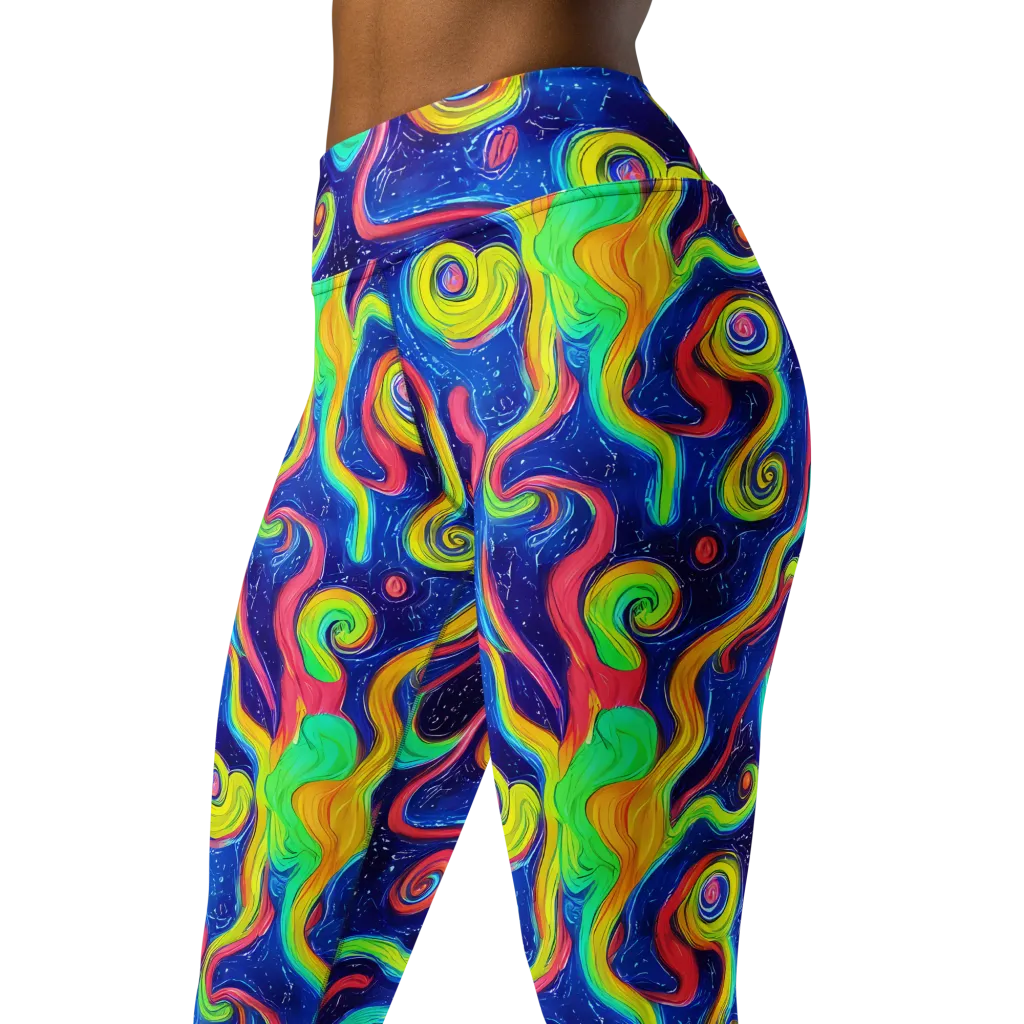 Celestial Ripple on Yoga Leggings — Left Front