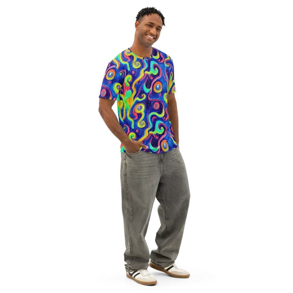 Celestial Ripple on Men's Cotton Crew Neck T-Shirt — Right Front