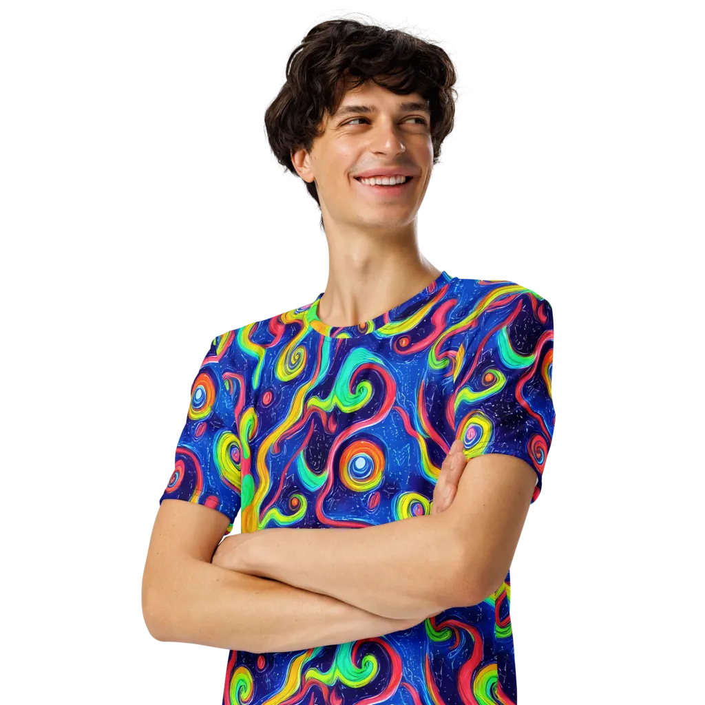 Celestial Ripple on Men's Crew Neck T-Shirt — Left Front