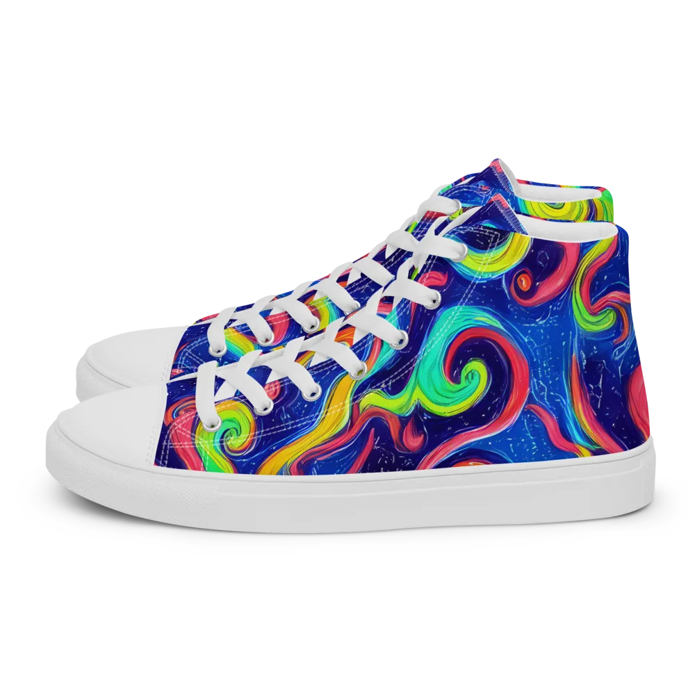 Celestial Ripple on Men's High Top Canvas Shoes — Left