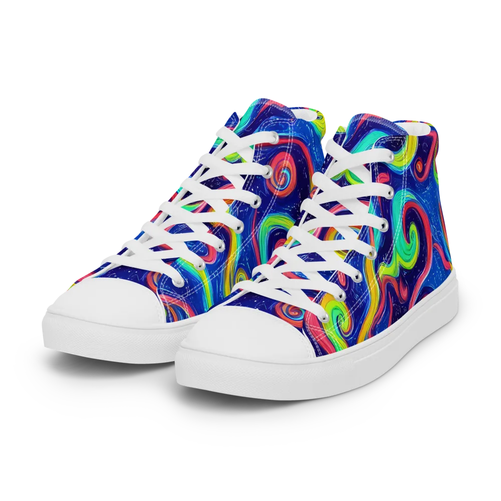Celestial Ripple on Women's High Top Canvas Shoes — Left Front