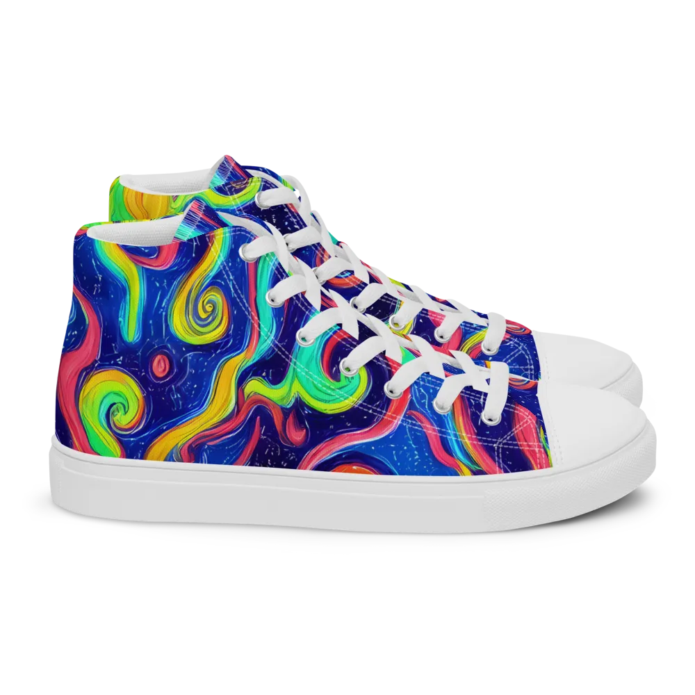Celestial Ripple on Women's High Top Canvas Shoes — Right