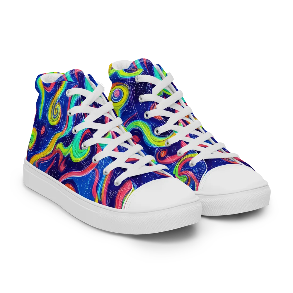 Celestial Ripple on Women's High Top Canvas Shoes — Right Front