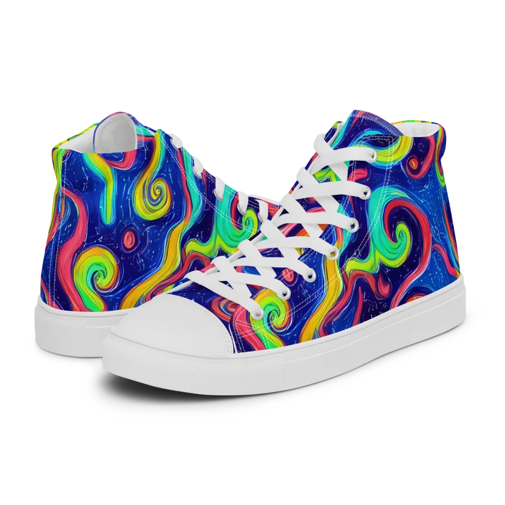 Celestial Ripple on Women's High Top Canvas Shoes — Left