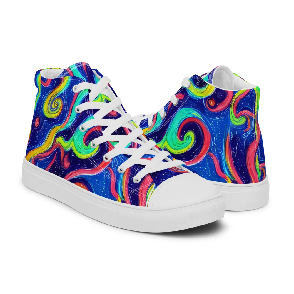 Celestial Ripple on Women's High Top Canvas Shoes — Right