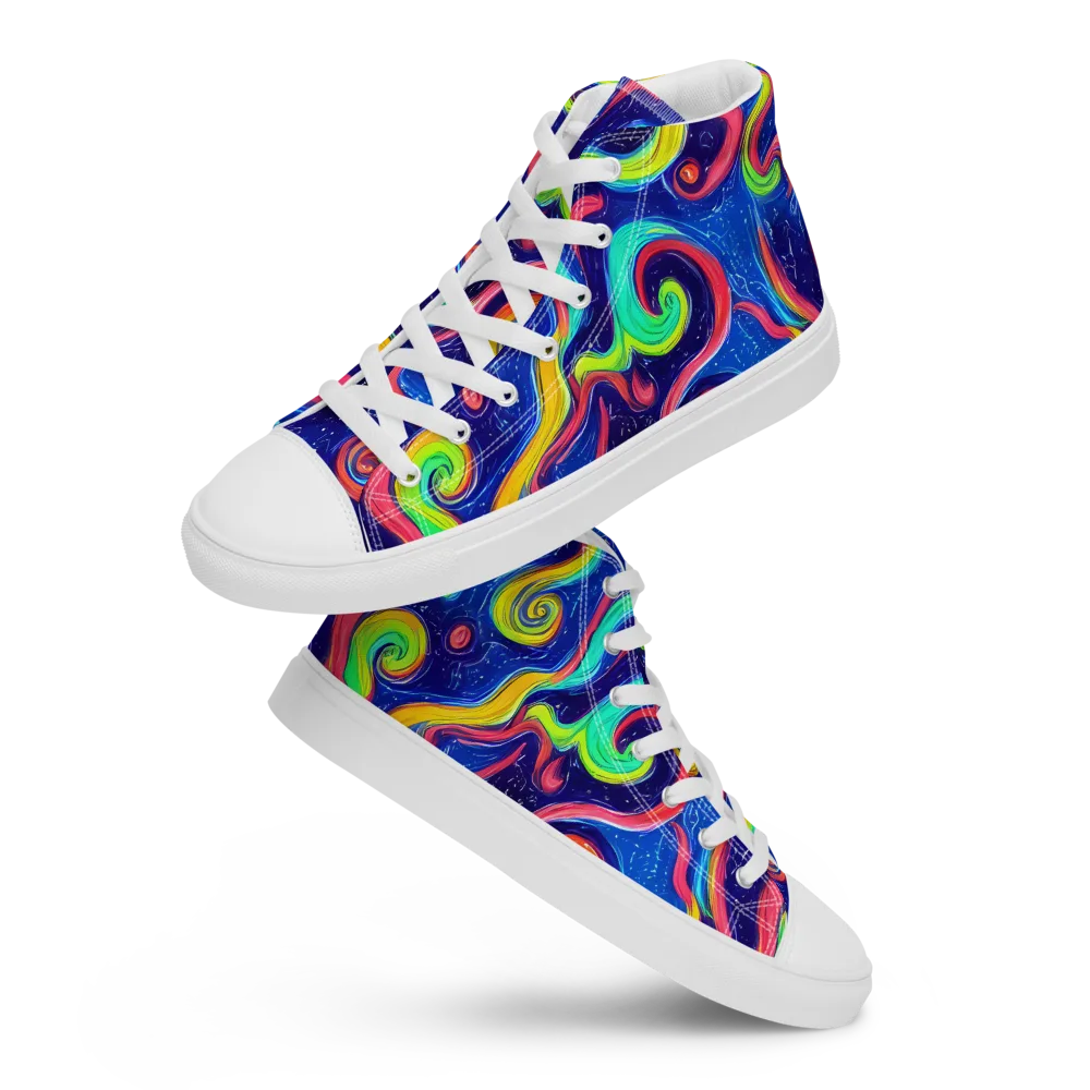 Celestial Ripple on Women's High Top Canvas Shoes — Front