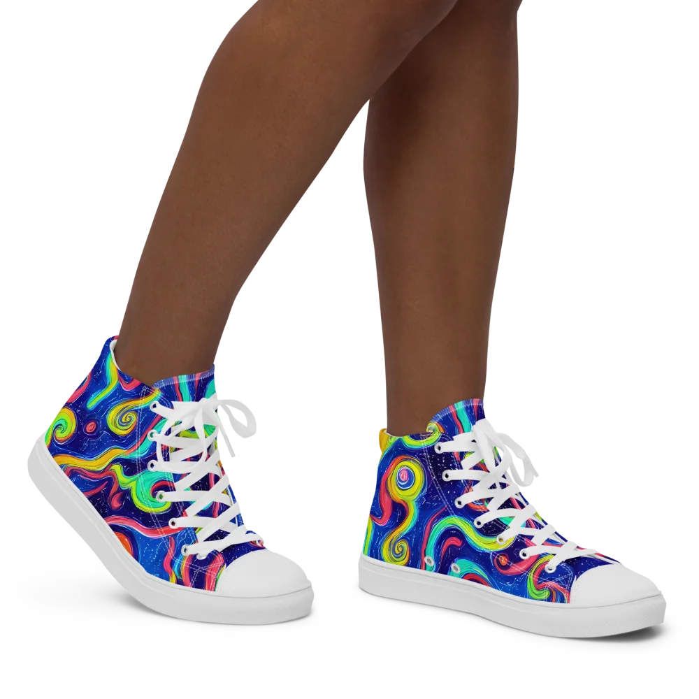 Celestial Ripple on Women's High Top Canvas Shoes — Right