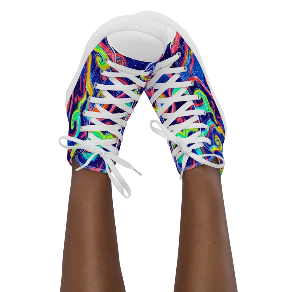 Celestial Ripple on Women's High Top Canvas Shoes — Front