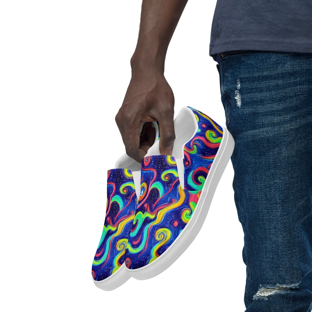 Celestial Ripple on Men's Slip-On Canvas Shoes — Left Front