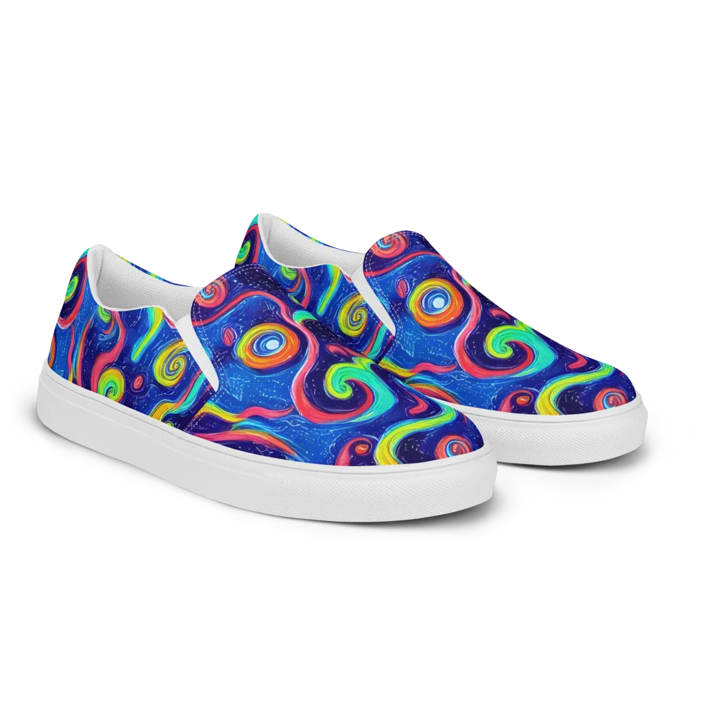 Celestial Ripple on Women's Slip-On Canvas Shoes — Right Front
