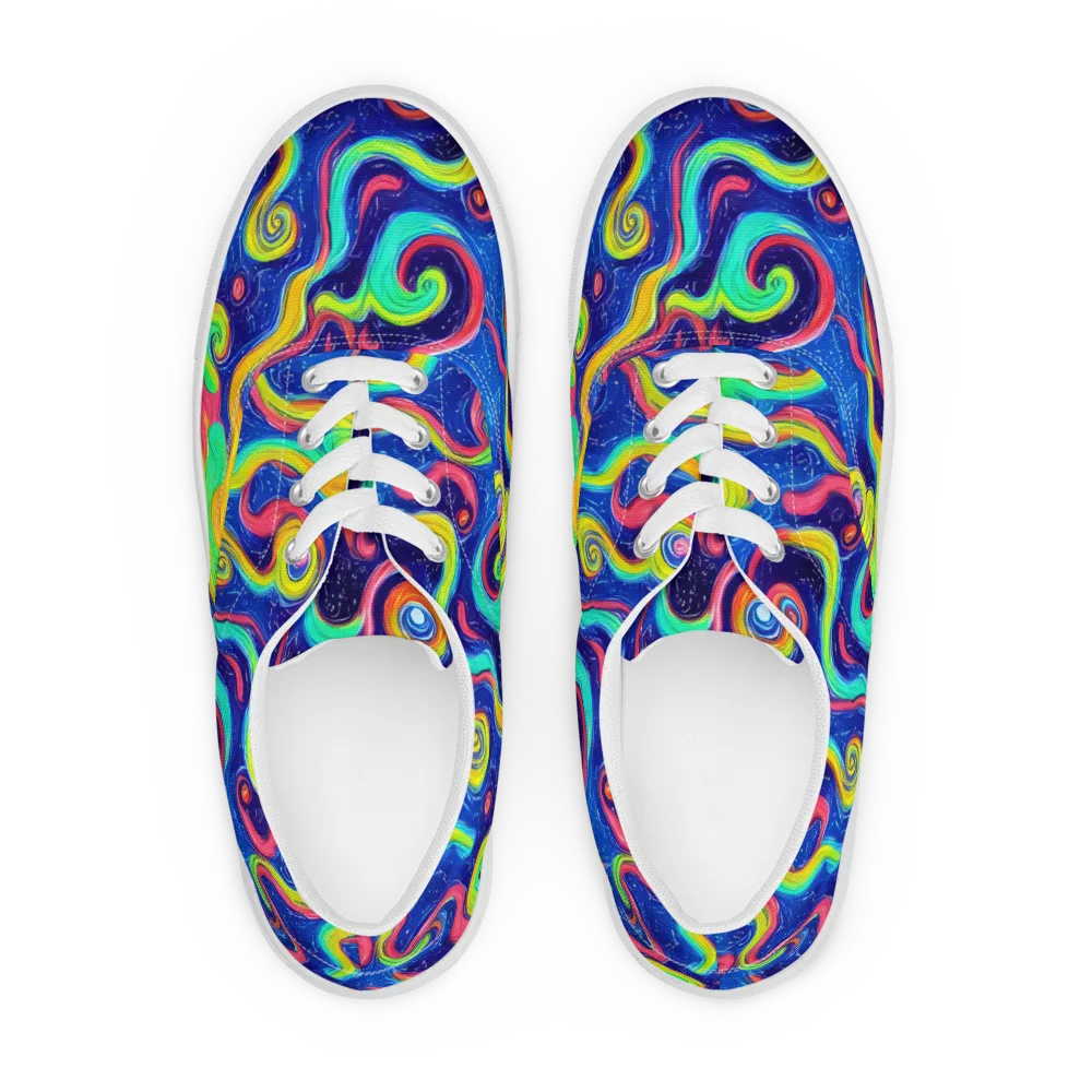 Celestial Ripple on Men's Lace-Up Canvas Shoes — Front