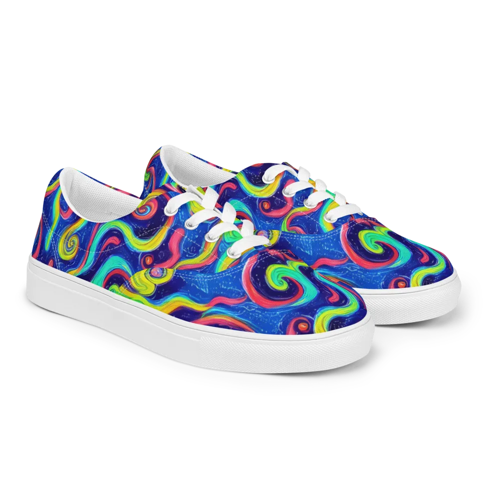 Celestial Ripple on Men's Lace-Up Canvas Shoes — Right Front