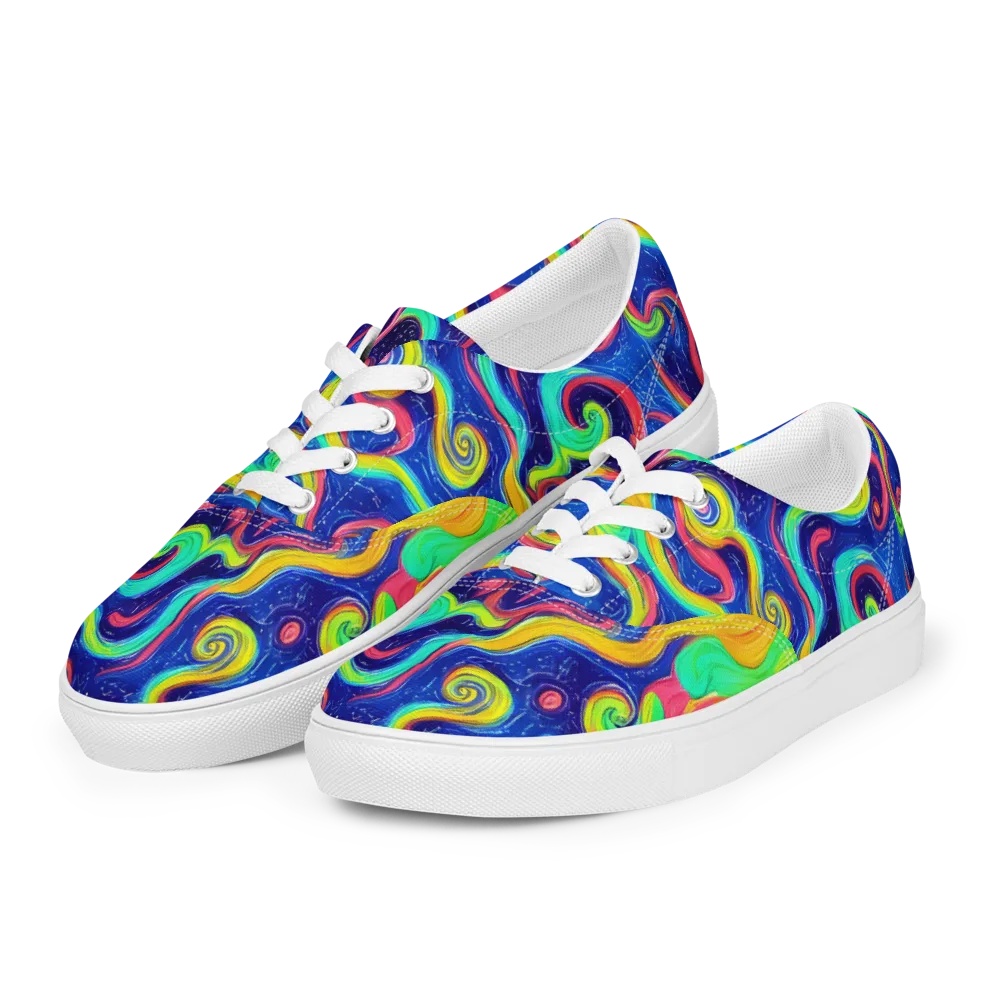 Celestial Ripple on Men's Lace-Up Canvas Shoes — Left Front