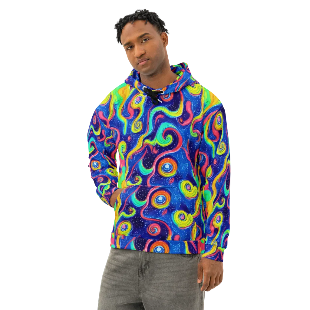 Celestial Ripple on Cotton Hoodie — Left Front
