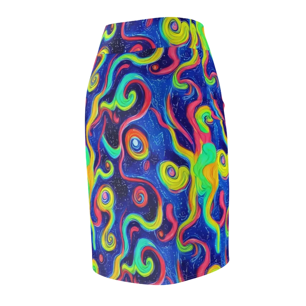 Celestial Ripple on Pencil Skirt — Back Side