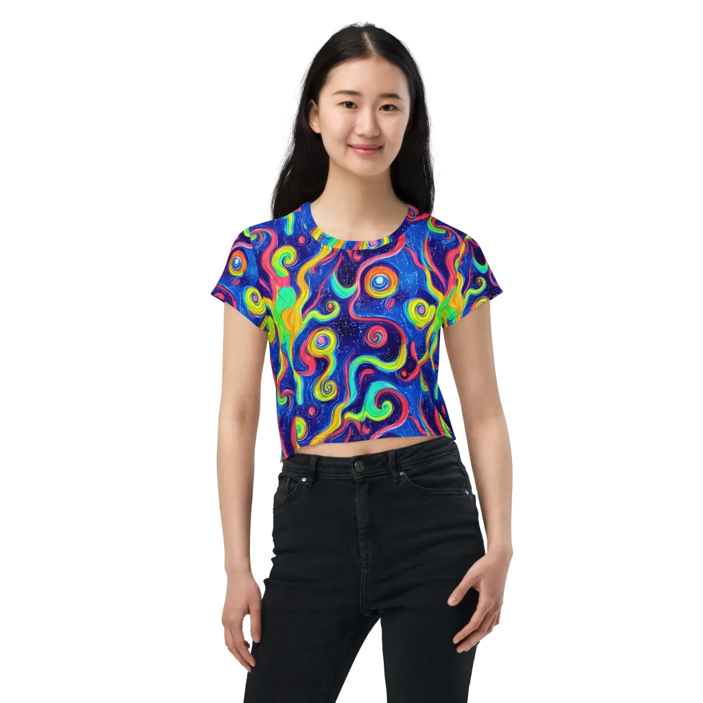Celestial Ripple on Crop Tee — Front