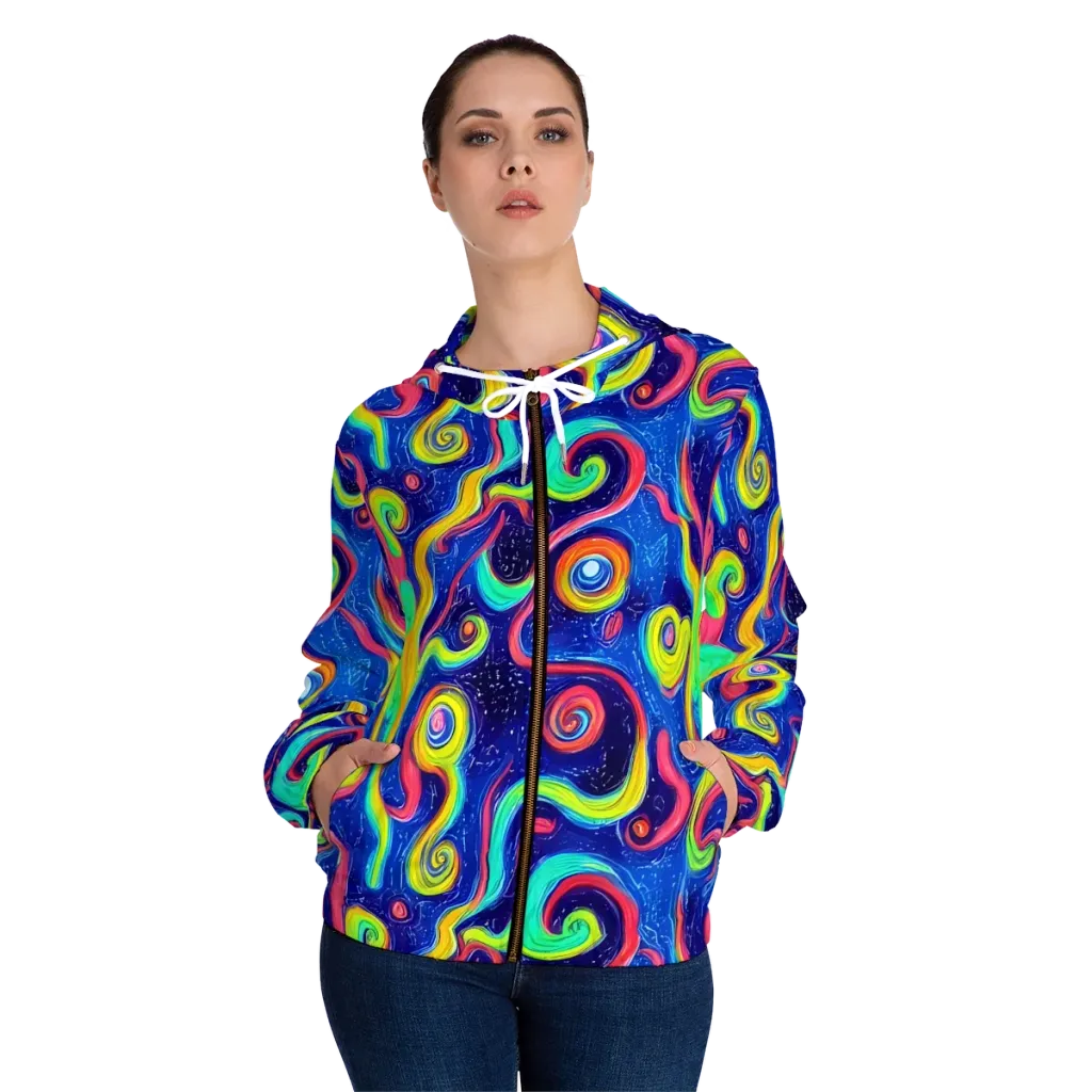 Celestial Ripple on Women's Full-Zip Hoodie — Front On Person
