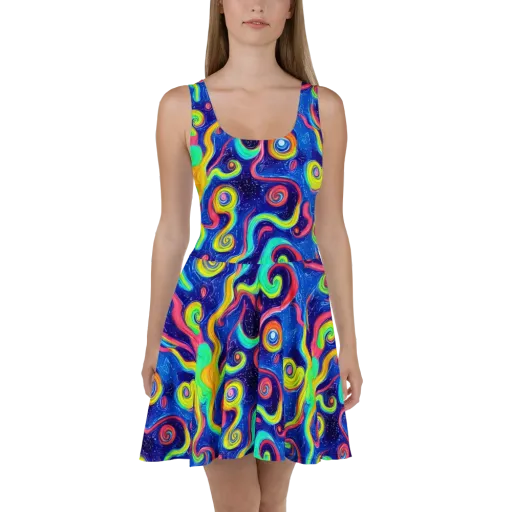 Celestial Ripple on a Skater Dress