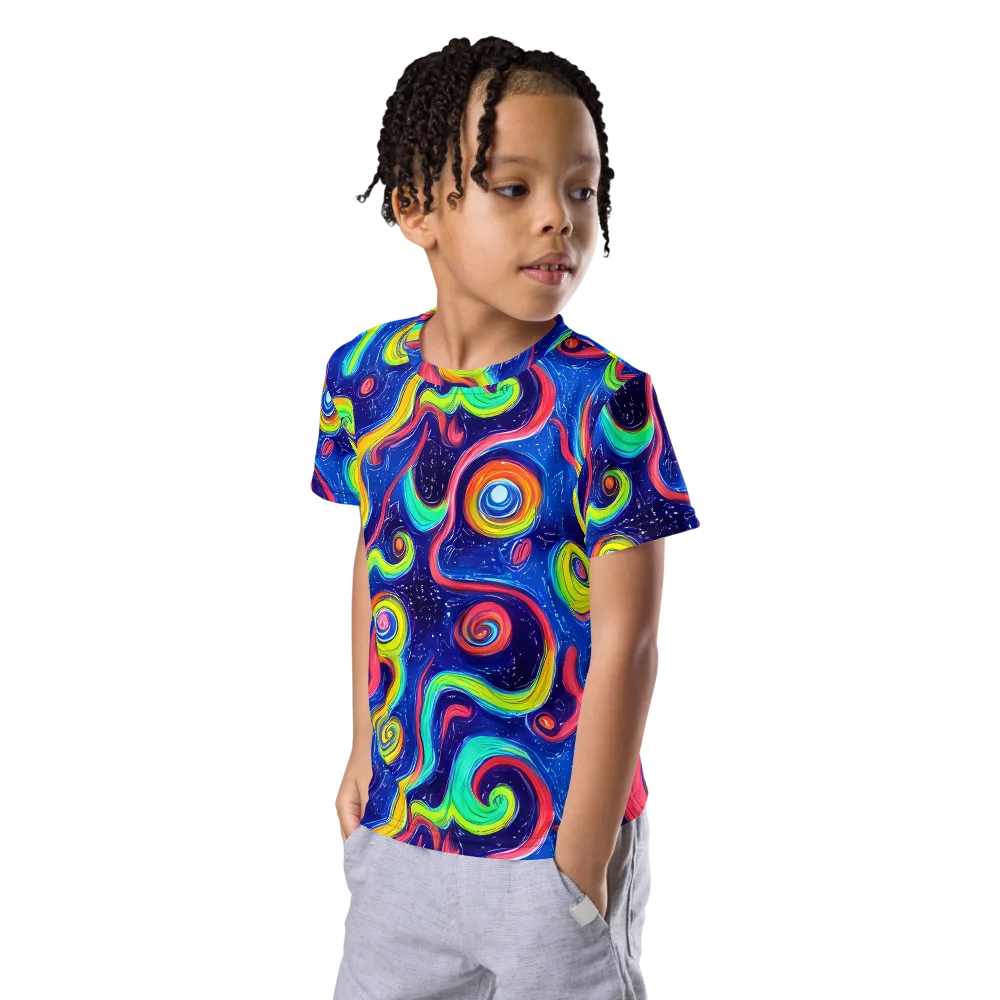 Celestial Ripple on Kids Crew Neck T-Shirt — Left Front