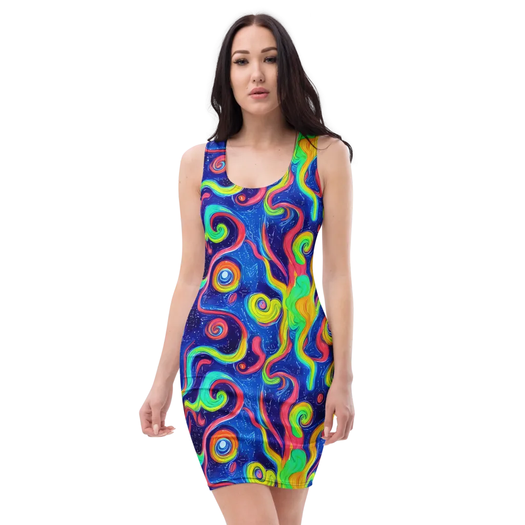 Celestial Ripple on Bodycon Dress — Front