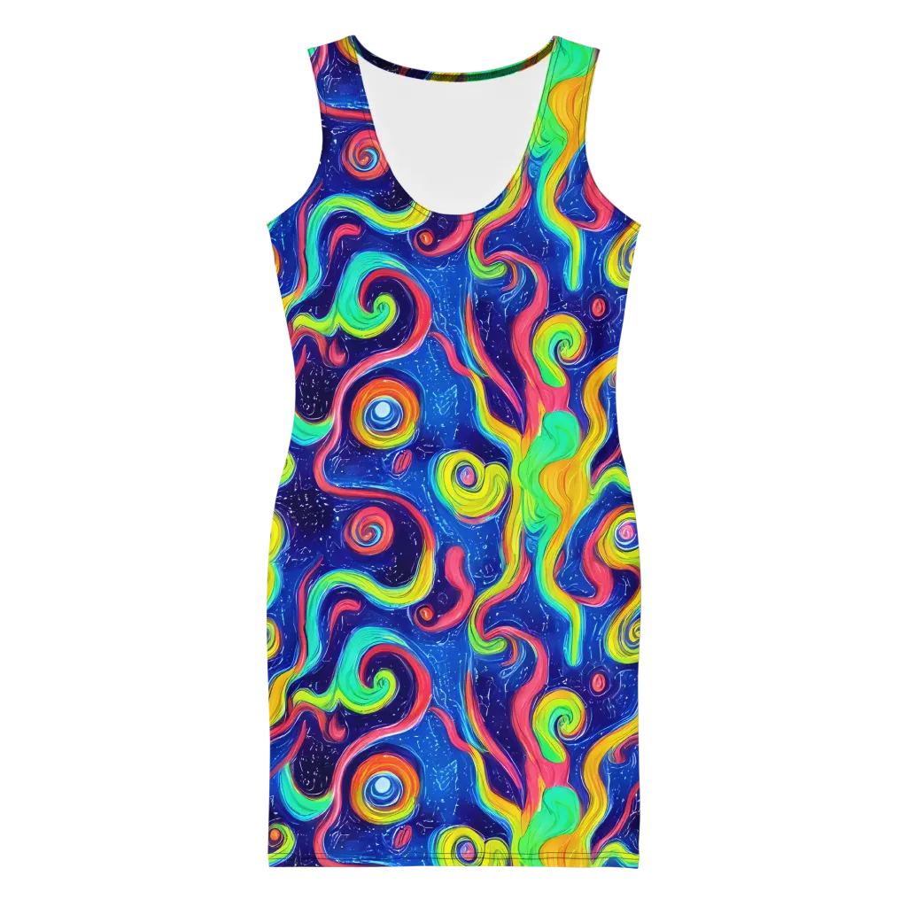 Celestial Ripple on Bodycon Dress — Front
