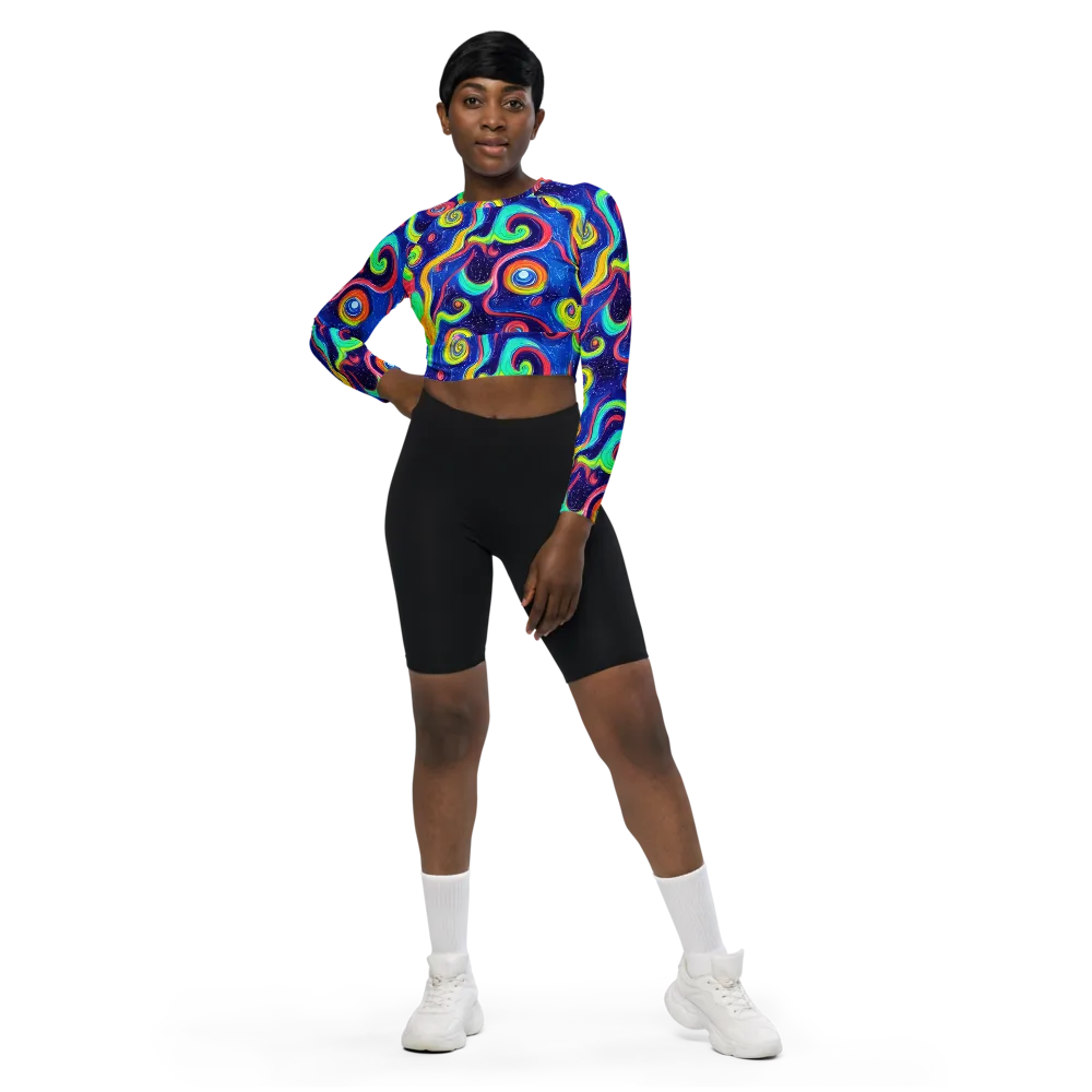 Celestial Ripple on Long Sleeve Crop Top — Front