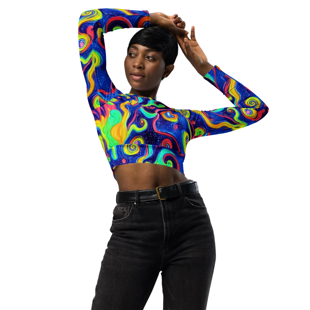 Celestial Ripple on Long Sleeve Crop Top — Front