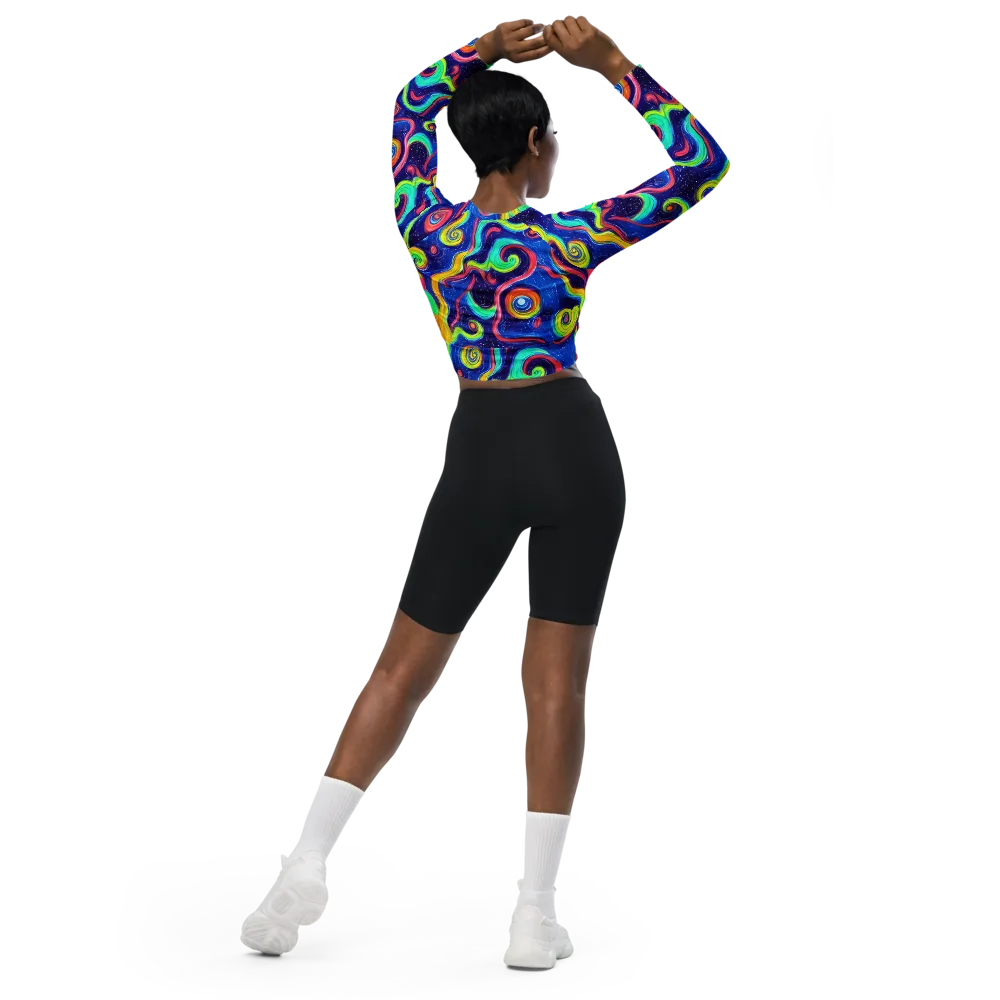 Celestial Ripple on Long Sleeve Crop Top — Back