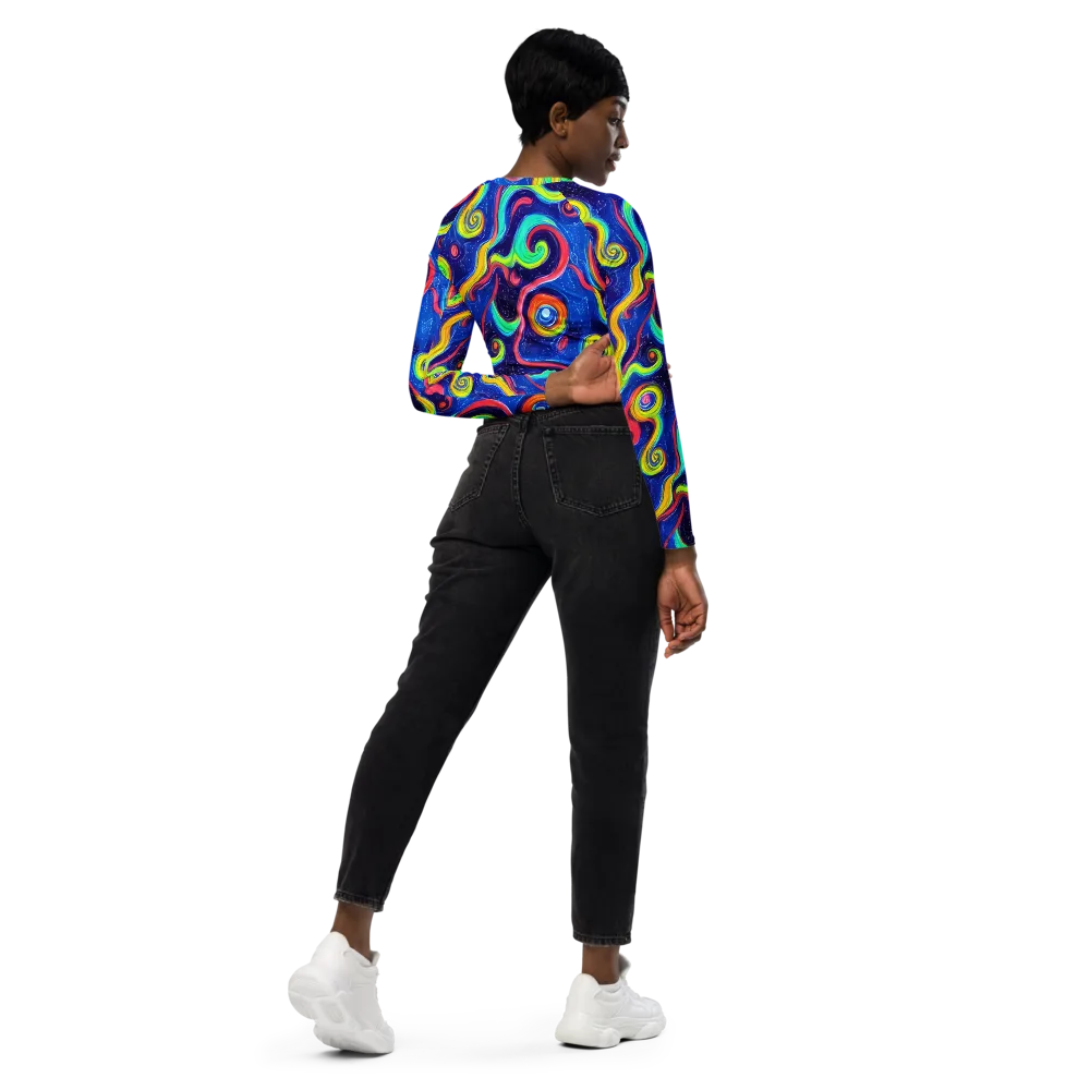 Celestial Ripple on Long Sleeve Crop Top — Right Back