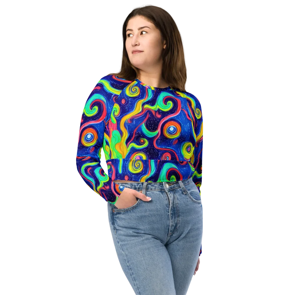 Celestial Ripple on Long Sleeve Crop Top — Front