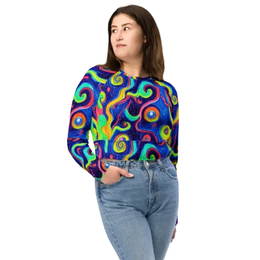 Celestial Ripple on a Long Sleeve Crop Top